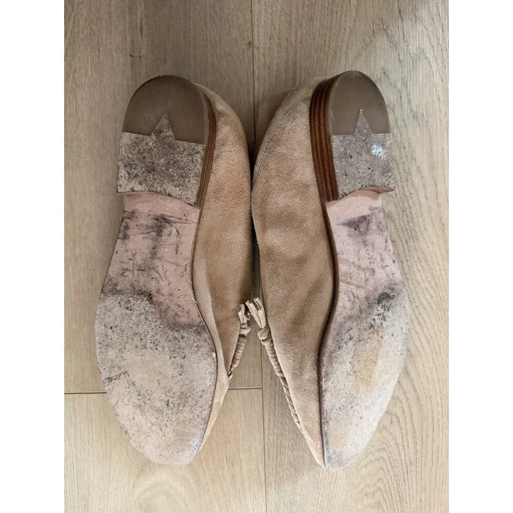 Veronica Beard Women's Tan Leather Round-Toe Woven Anica Loafers SZ 8